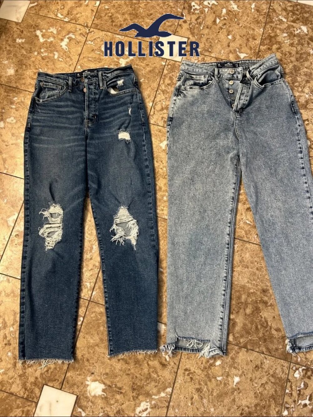 2 PAIRS ~ HOLLISTER ULTRA HIGH RISE VINTAGE STRAIGHT JEANS sz 5R W27 L28